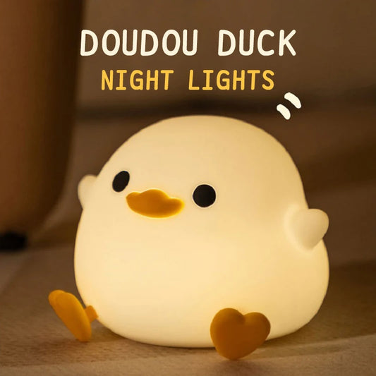 Doudou Duck Night Light – Soft Silicone Clap Lamp for Kids with USB Charging & Timer