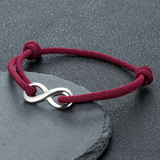 MKENDN Minimalist Infinity Bracelet – Stainless Steel Adjustable Rope Bracelet for Couples & Friends