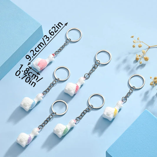 Cute Fuzzy Alpaca Charms Keychains – 3D Flocking Cartoon Animal Pendant for Bags & Gifts