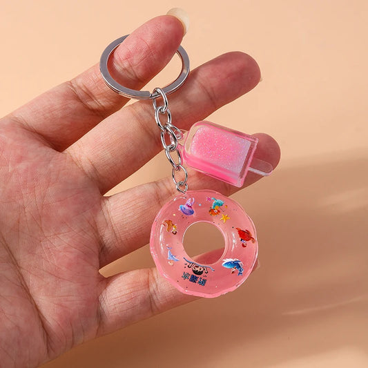 Fashion Candy Color Swim Ring & Popsicle Keychain – Fun Resin Summer Keyrings for Women & Men