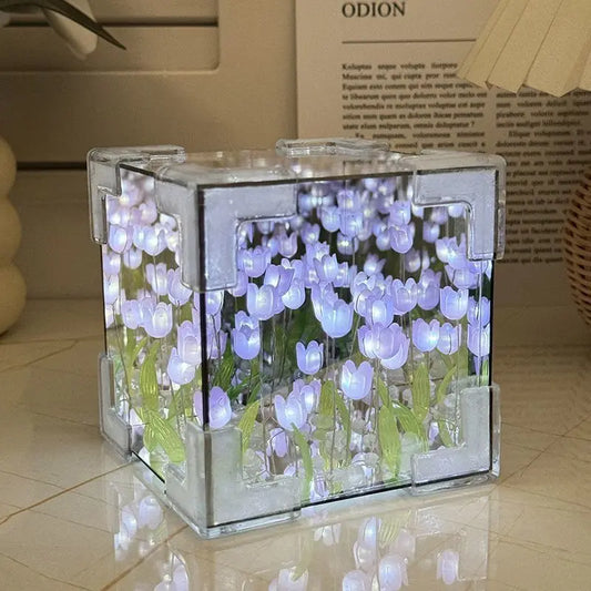 Handmade DIY Tulip Flower Cube Night Light
