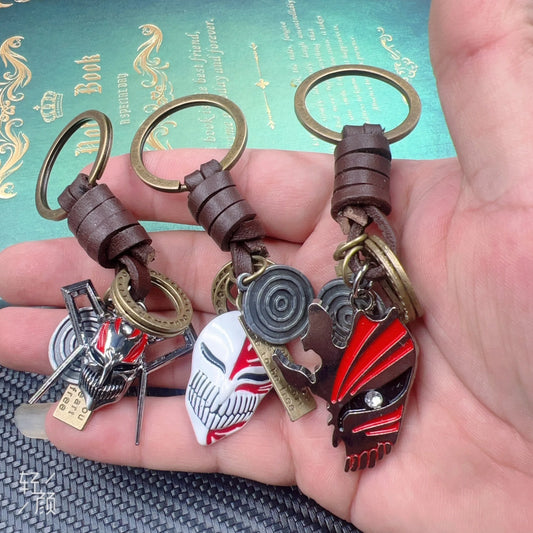 26cm Bleach Mini Sword Keychain – Kurosaki Ichigo Anime Collectible with Sheath & Metal Mask Pendant