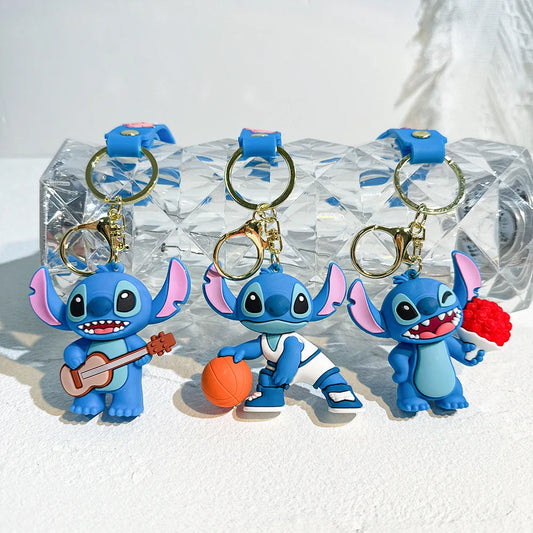 MINISO Romantic Stitch Earphone Bag Keychain – Cute Key Ring & Pendant Gift for Couples/Friends