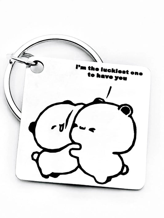 "I’M the Luckiest One to Have You" Stainless Steel Keychain – Romantic Gift for Valentine’s Day