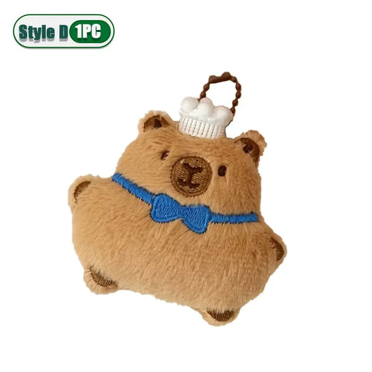 1–10PCS Gourmet Capybara Plush Pendant – Cute Cartoon Doll for Bags, Decor & Gifts