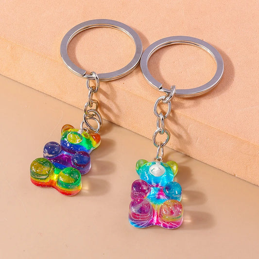 Cute 3D Dazzling Bear Keychain – Sparkling Animal Pendant for Car Keys & Handbags