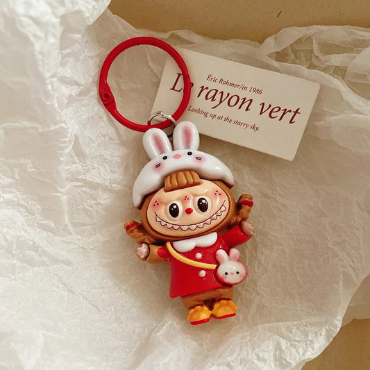Cartoon New Year Style Large Keychain Pendant – Cute Backpack Accessory for Girls