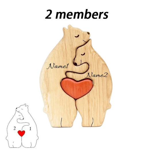 Art Wooden Bear Family Puzzle – Personalized Name Home Decor Gift
