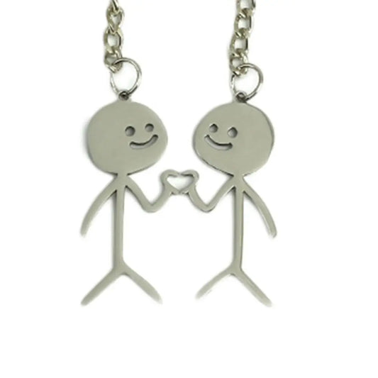 Unique Than Heart Stickman Couple Keychain – Fun & Creative Metal Keyring Gift