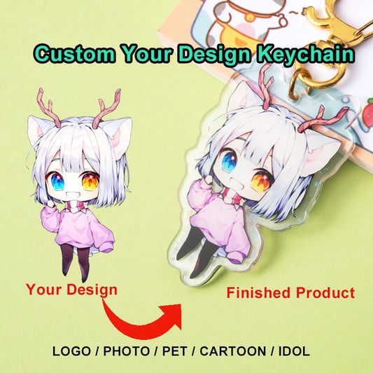 Custom Pet Dog & Cat Acrylic Keychain – Personalized Photo Cartoon Charms
