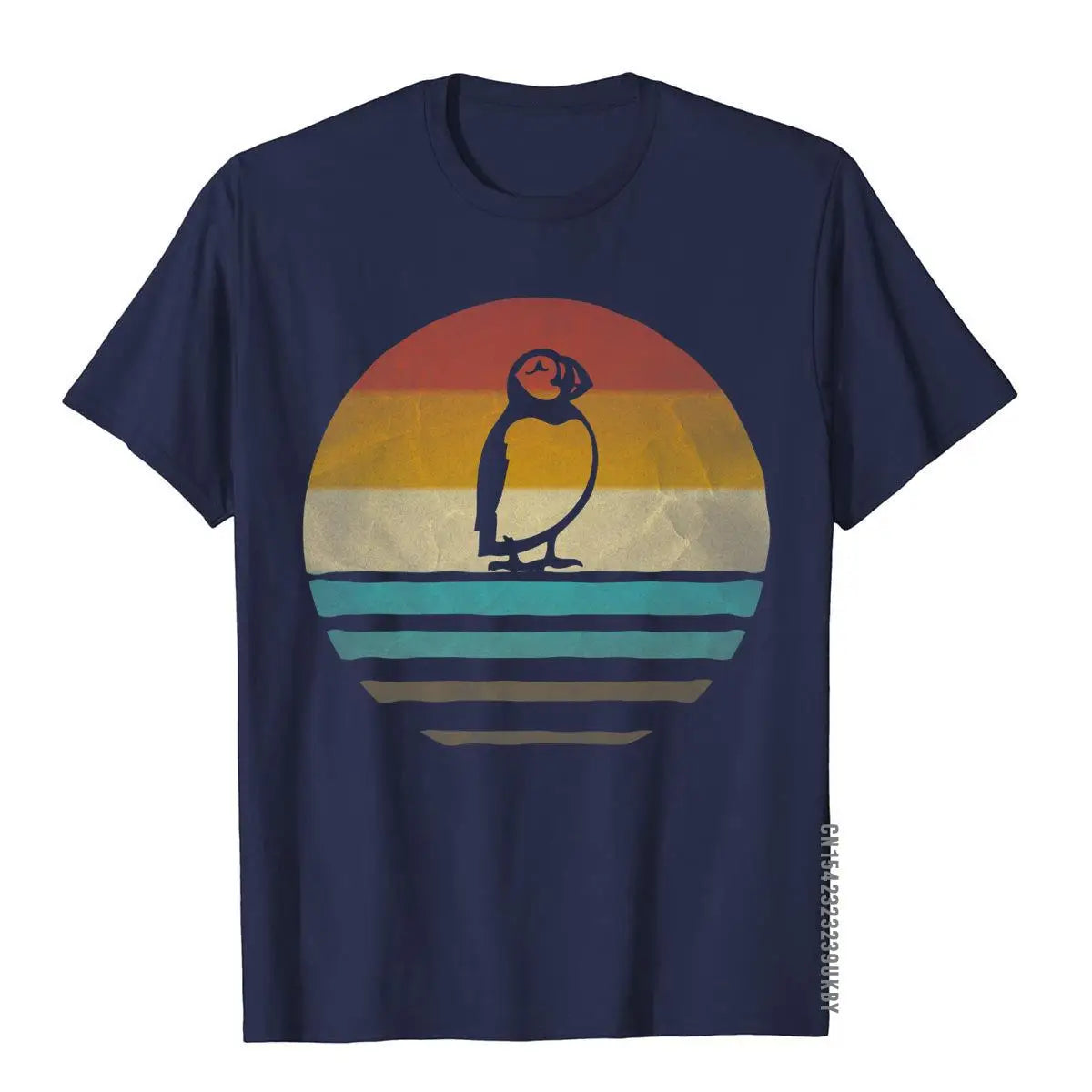 Retro Vintage Sunset Puffin T-Shirt – Cute & Funny Seabird Gift Tee for Men - Image 4