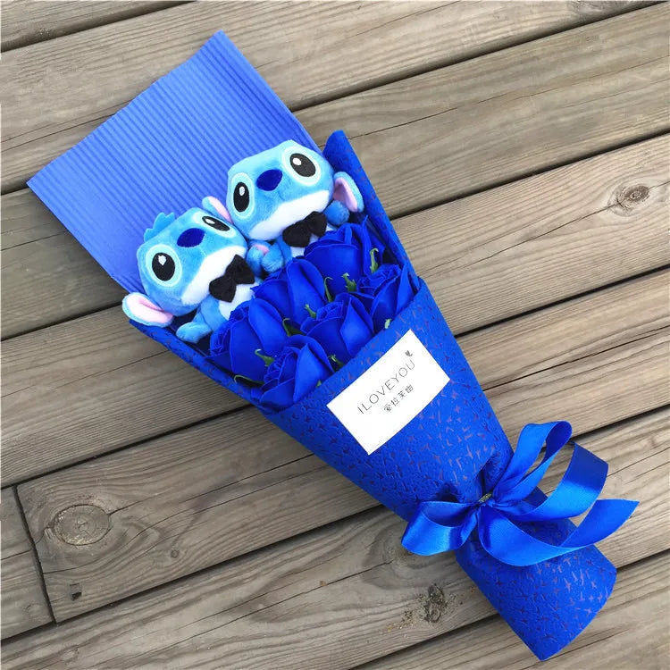 9 Styles Kawaii Stitch Soap Flower Plush Toy – Soft Stuffed Anime Doll - Image 16