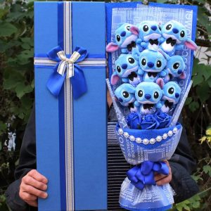 9 Styles Kawaii Stitch Soap Flower Plush Toy – Soft Stuffed Anime Doll