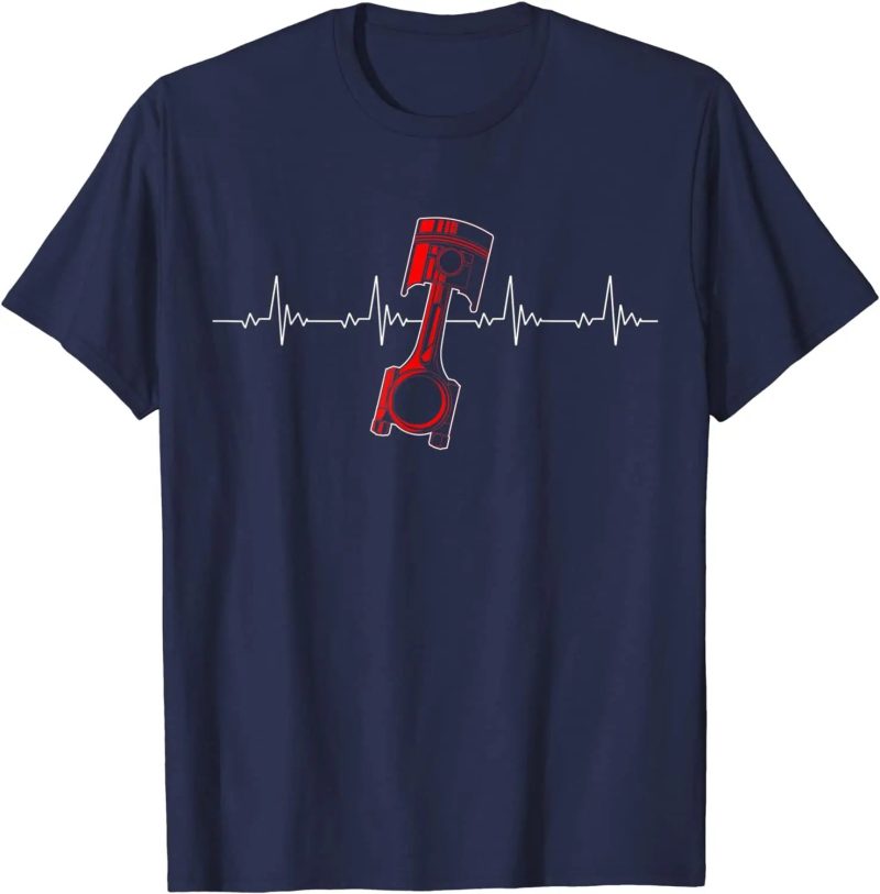Mechanic Piston Heartbeat T-Shirt – Custom Car Lover Tee for Drag Racers & Gearheads - Image 4