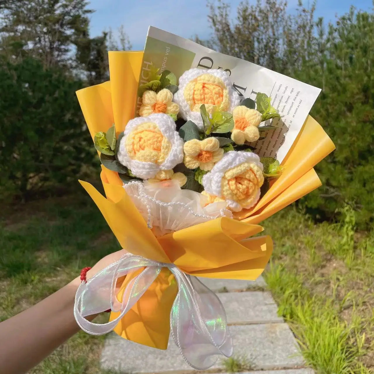 Finished Knitted Flowers Sunflowers Crochet Bouquet - Image 18