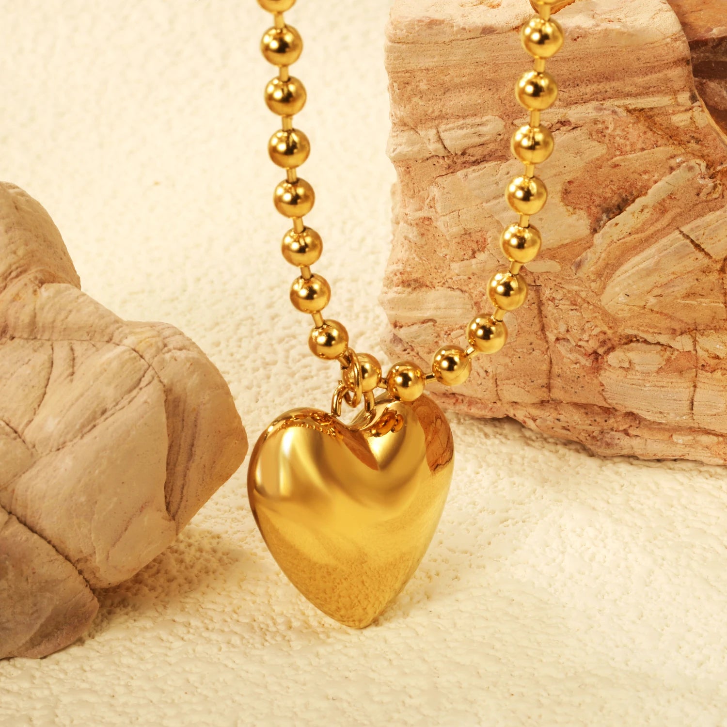 ASONSTEEL Romantic Heart Pendant Necklace – Golden Stainless Steel Choker for Women - Image 5