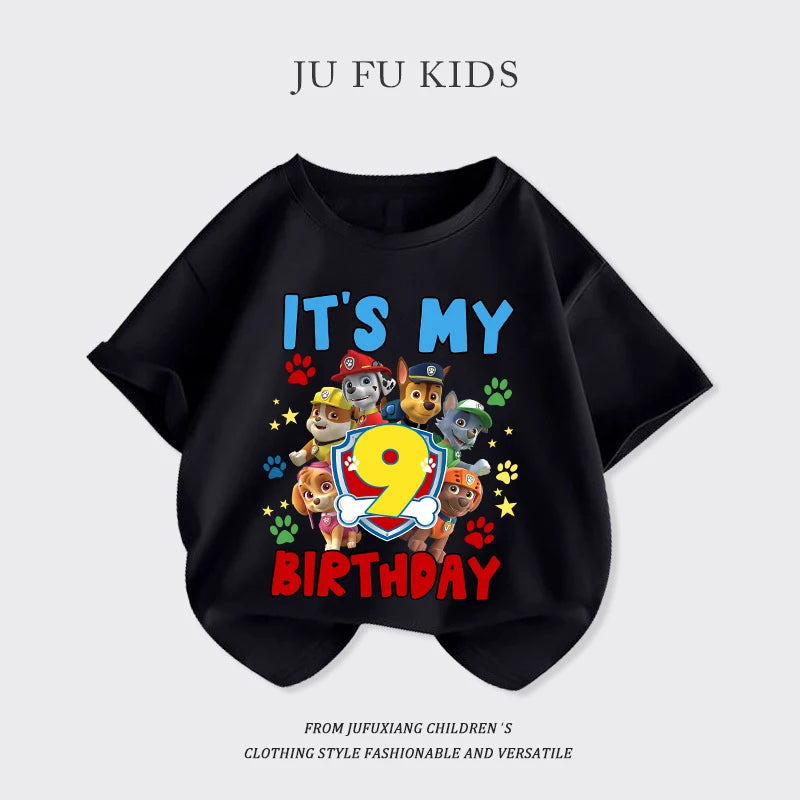 Paw Patrol Birthday T-Shirt – Cute Cotton Summer Pullover for Kids with Chase & Skye Print - Image 6
