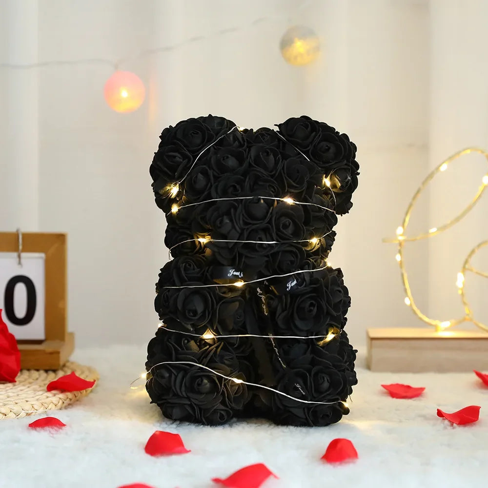 Artificial Teddy Rose Flower Bear with Box - Image 8