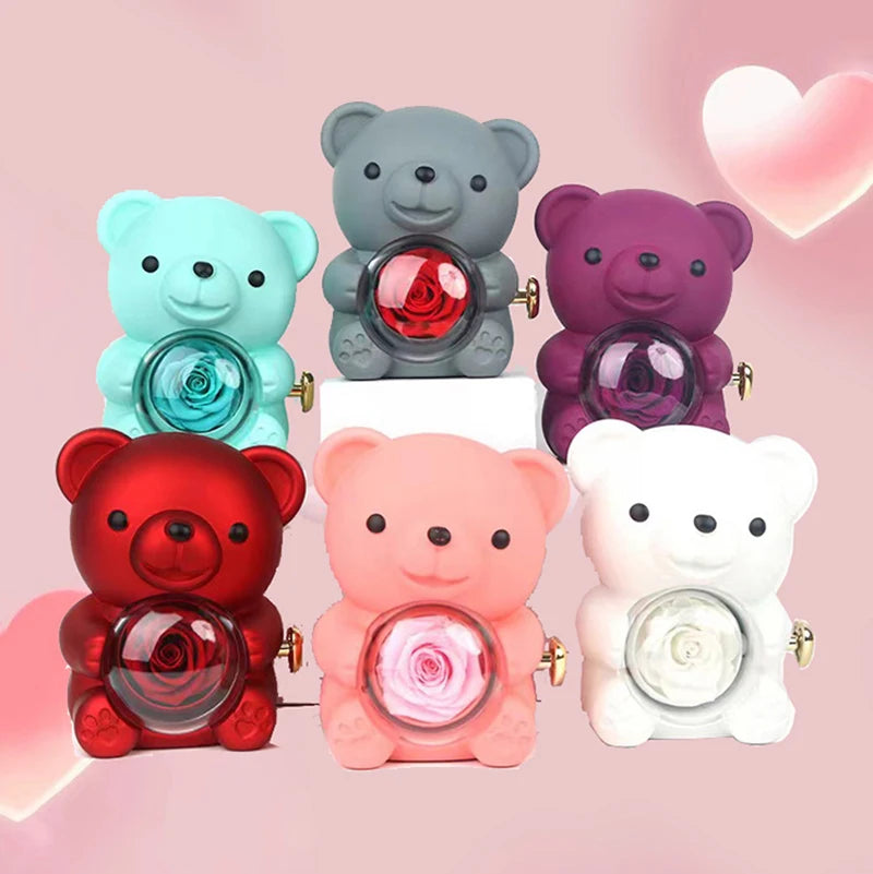 Custom Text Double Heart Eternal Necklace – With Luxury Bear & Rose Gift Box - Image 4