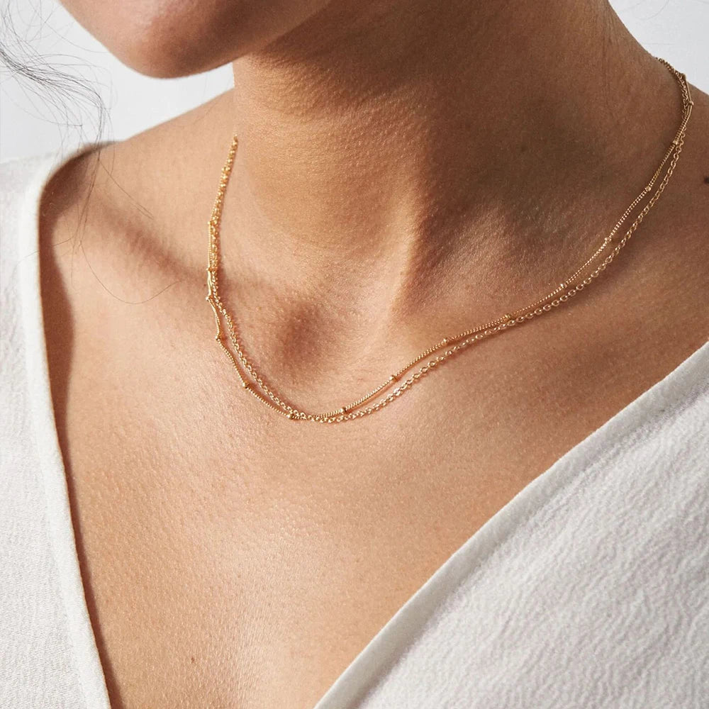 eManco Pre-Heated Stainless Steel Chain Necklace – Metallic Texture Gift for Her - Image 3