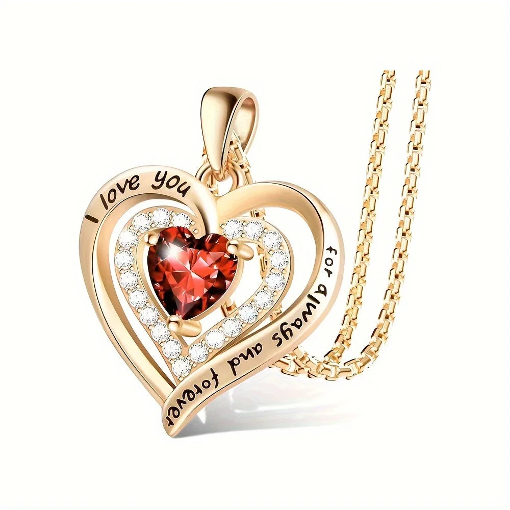 Luxury Red Zircon Pendant Necklace with Rose Flower Gift Box - Image 11