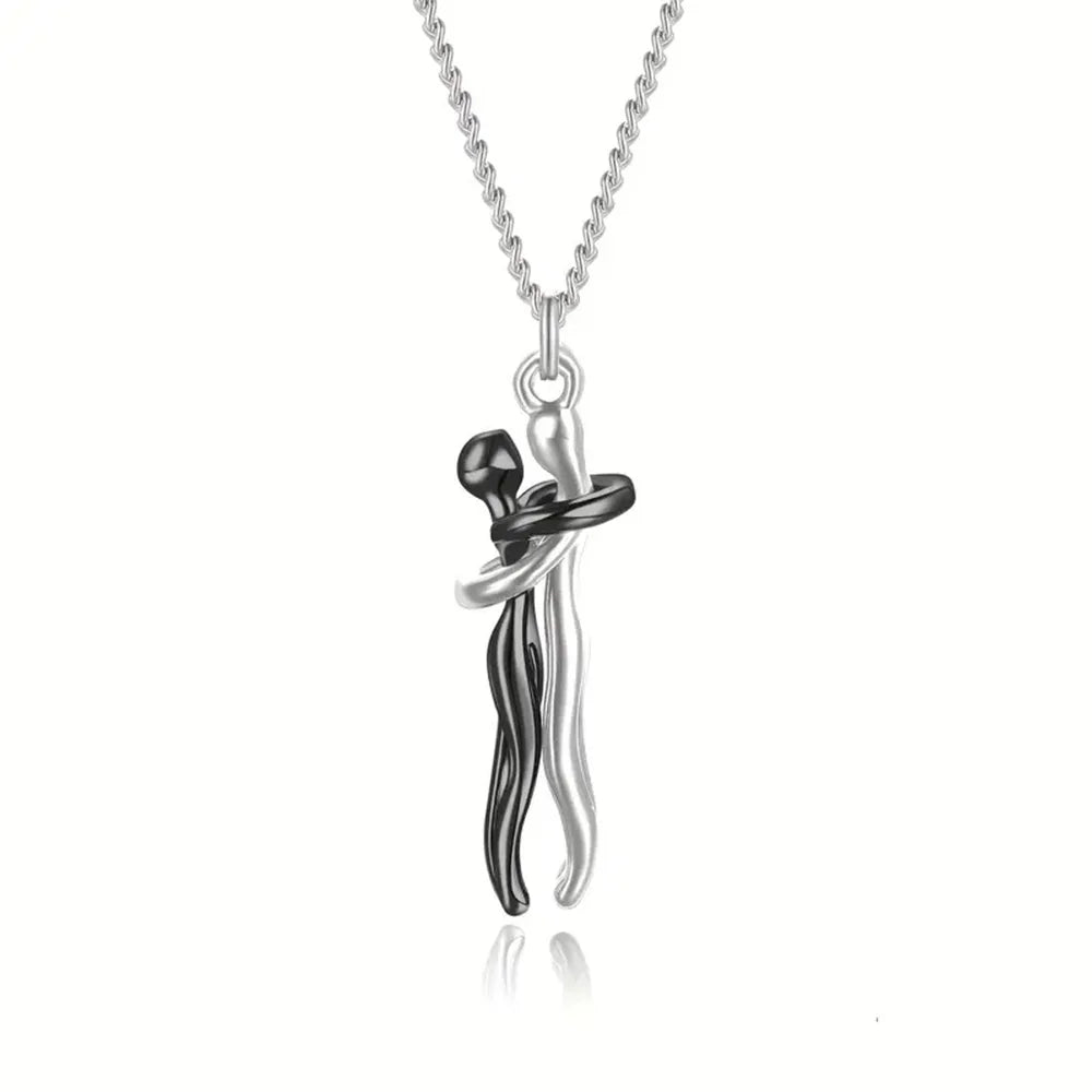 Chic Black Hug Pendant Necklace for Couples - Image 11