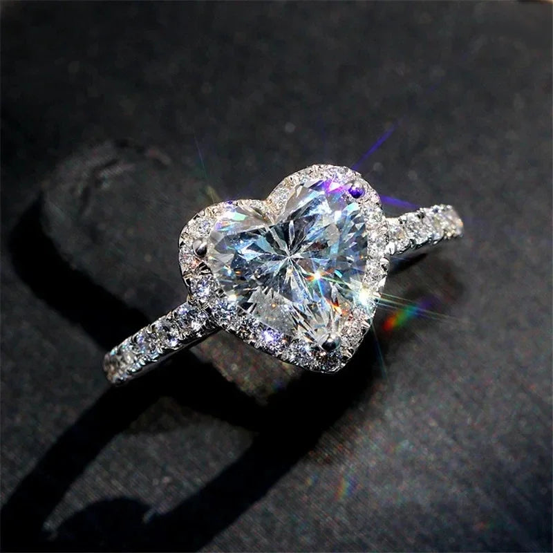 Luxury Silver Color Heart Ring for Women - Image 2
