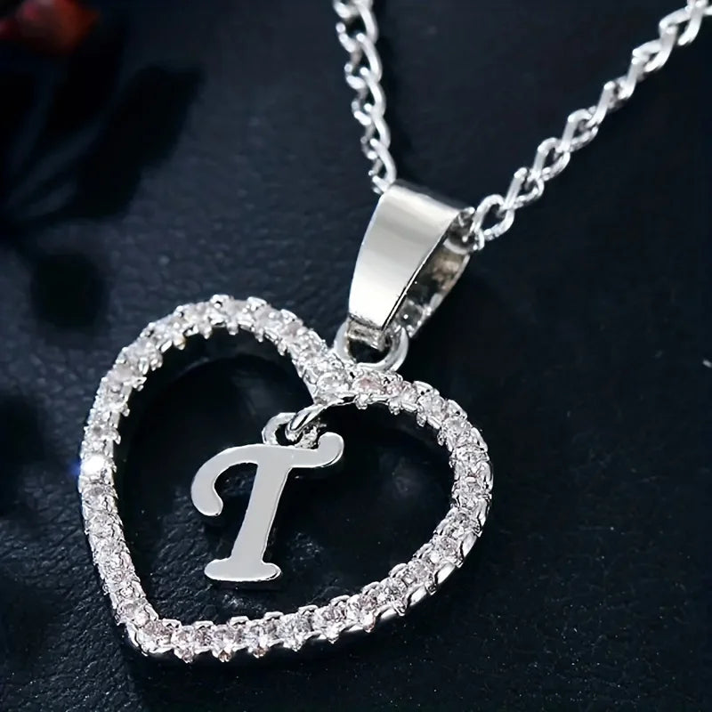 Bohemian Style Heart-Shaped Letter Pendant Necklace - Image 22