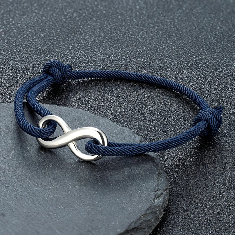 MKENDN Minimalist Infinity Bracelet – Stainless Steel Adjustable Rope Bracelet for Couples & Friends