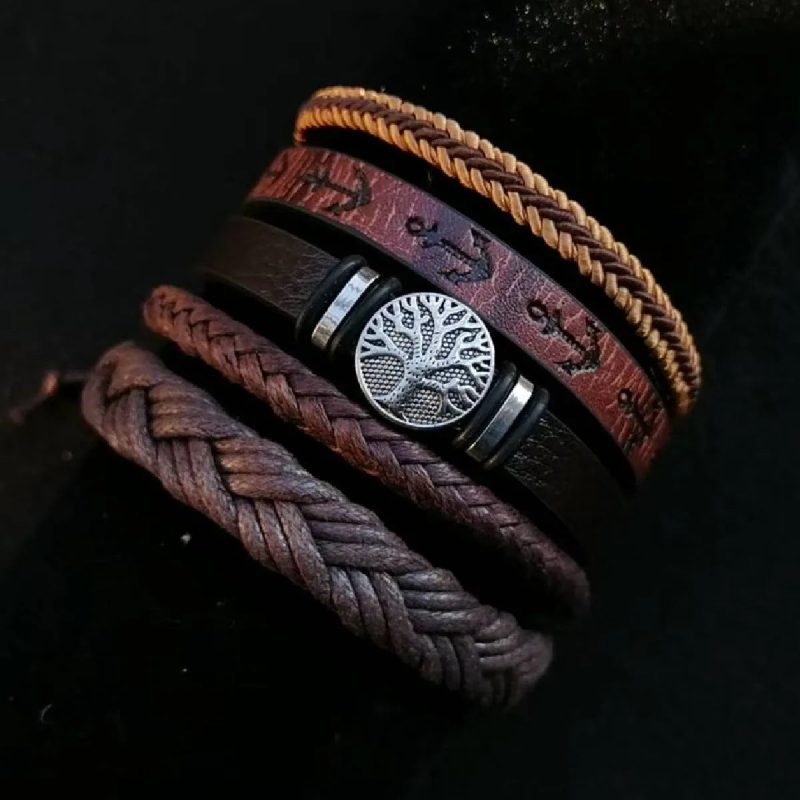 Punk Casual 6-Pc Beaded & Leather Bracelet Set - Image 4