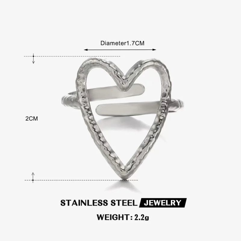 Gold Color Stainless Steel Heart Ring - Image 15