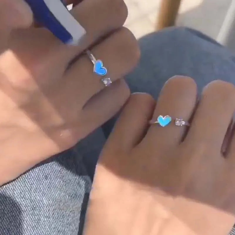 Fashion Blue Love Heart Luminous Ring - Image 14