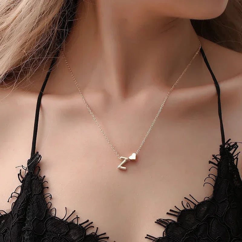 Fashion Tiny Heart Dainty Initial Necklace - Image 6