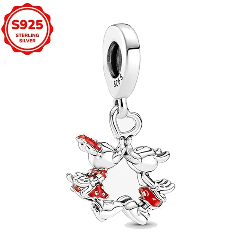 Disney 925 Sterling Silver Beads – Mickey, Stitch, Princess, Cinderella Charms for DIY Bracelets - Image 35