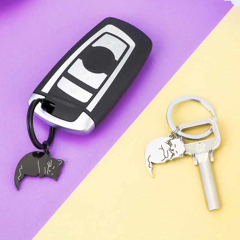 Black Cat Matching Couples Keychain – Stainless Steel Puzzle Keyring - Image 5