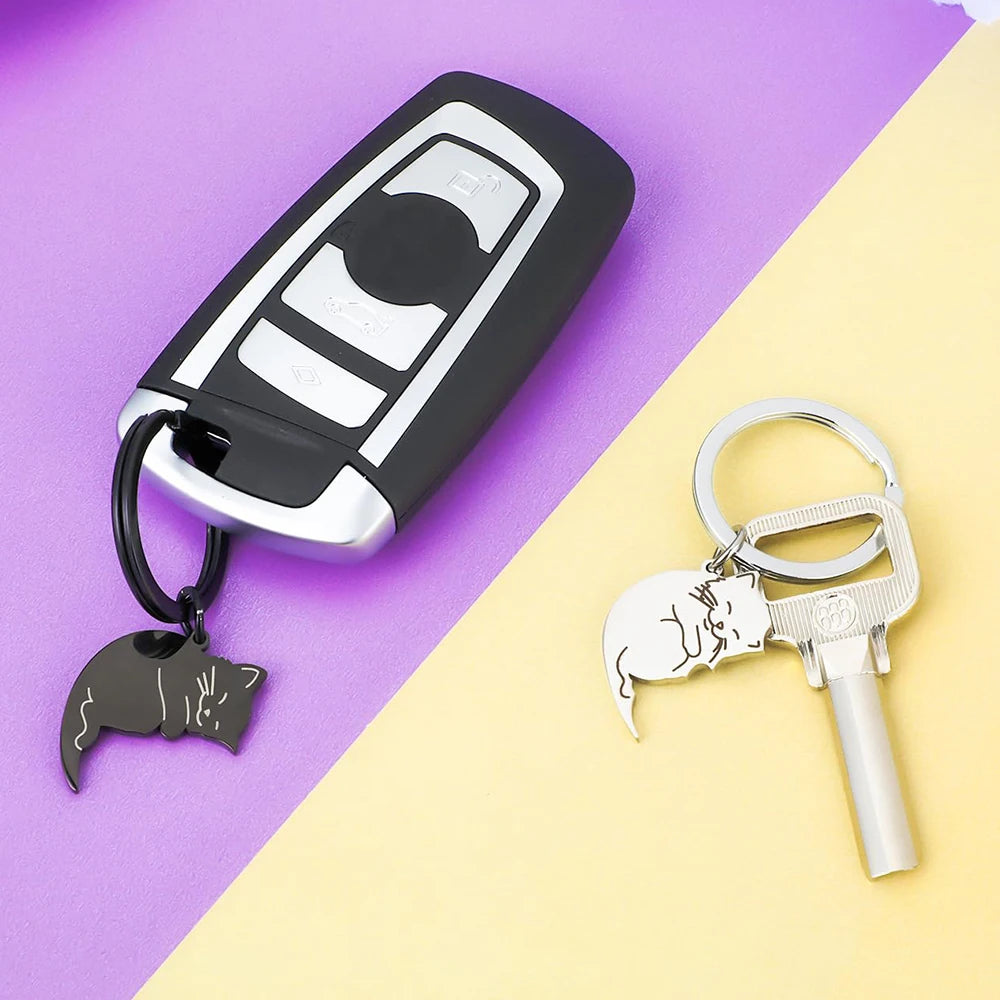 Black Cat Matching Couples Keychain – Stainless Steel Puzzle Keyring - Image 5