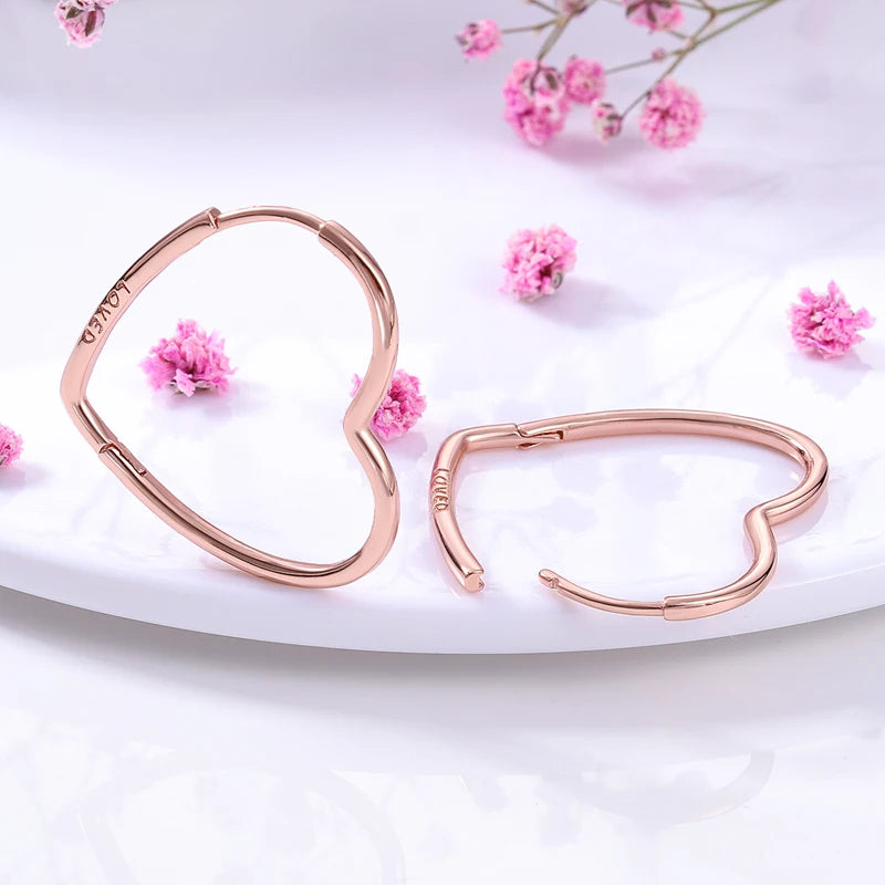 925 Sterling Silver Three-Color Asymmetrical Heart Earrings – Playful Love Design for Women - Image 3
