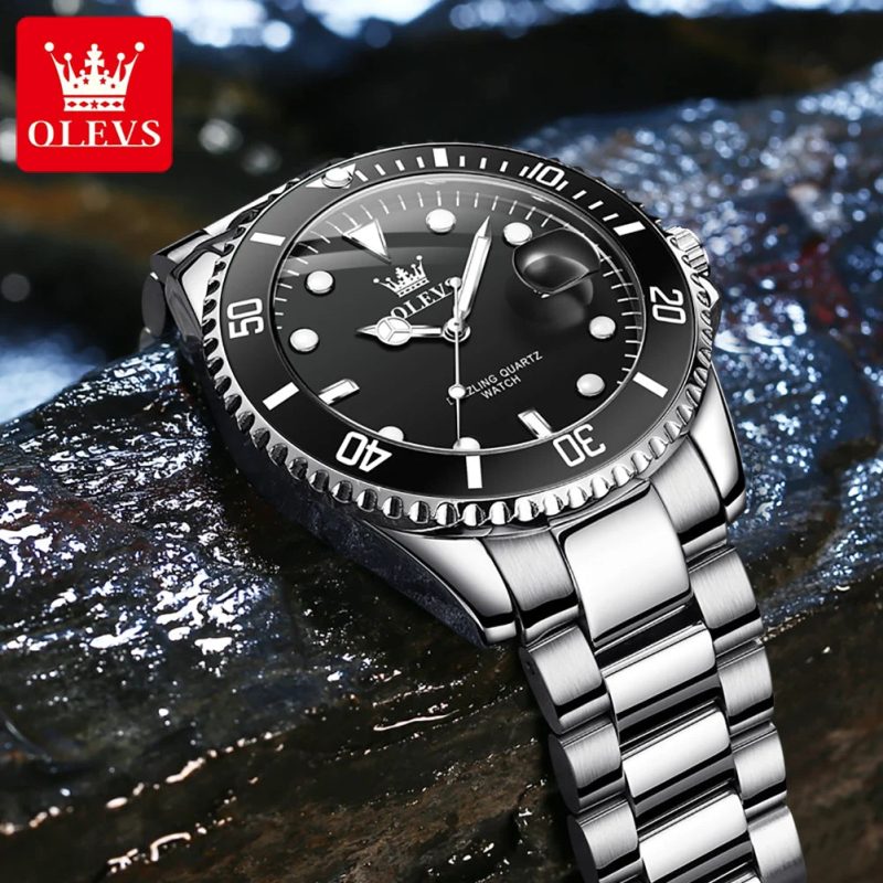 OLEVS 5885 Men's Watch – Original Brand Waterproof Quartz Watch with Stainless Steel Strap & Date Display - Image 4
