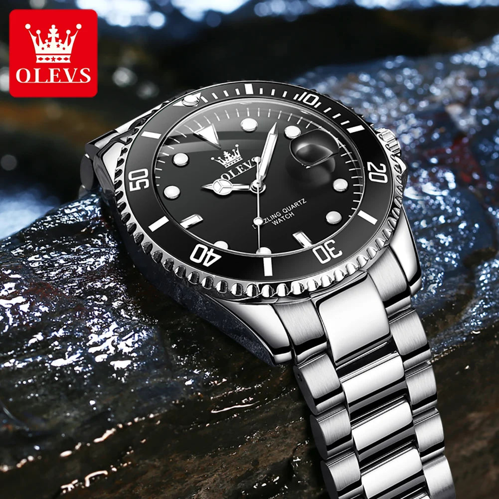 OLEVS 5885 Men's Watch – Original Brand Waterproof Quartz Watch with Stainless Steel Strap & Date Display - Image 4