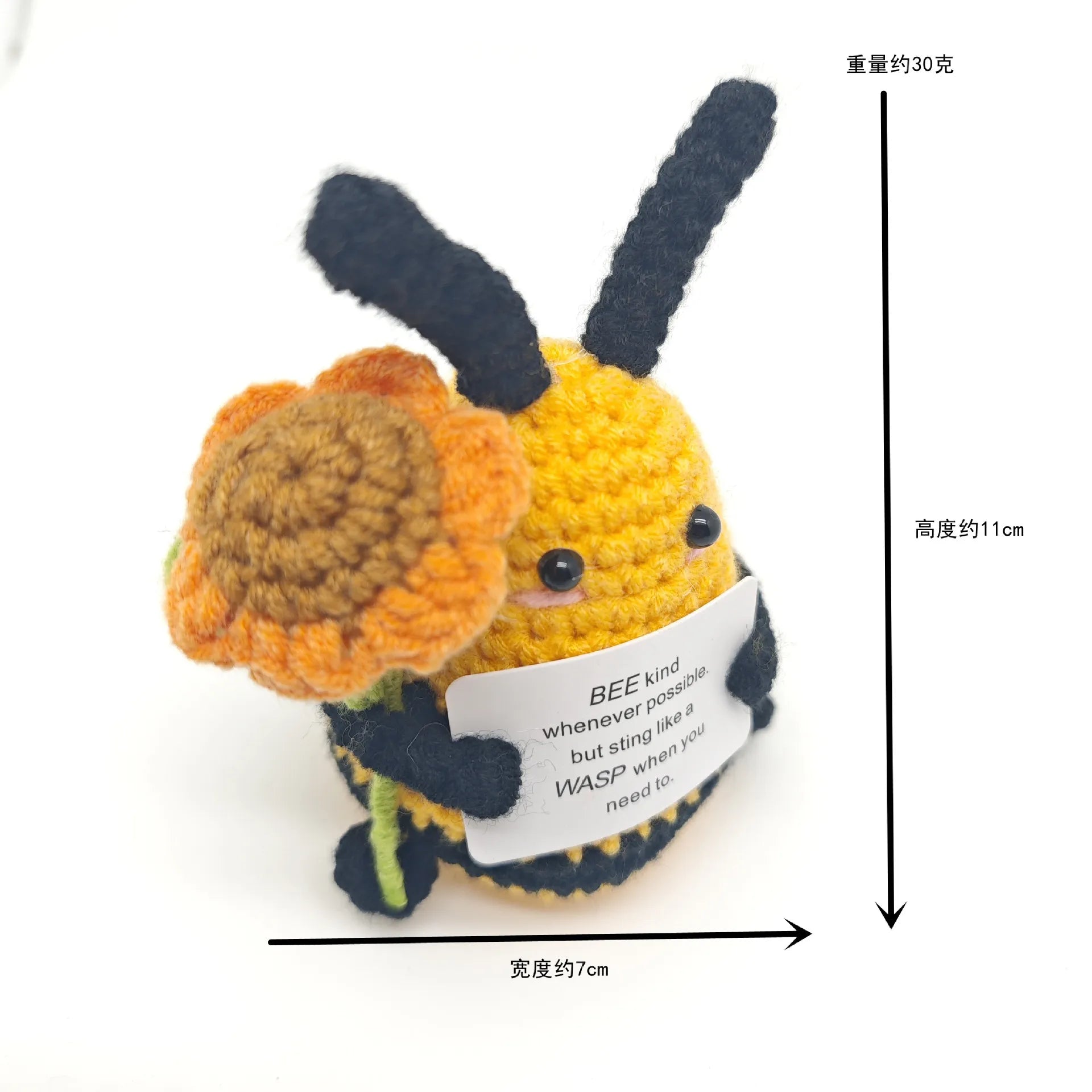 Funny Crochet Positive Energy Shark Doll – Emotional Support & Cute Knitted Woolen Bee Decor - Image 15
