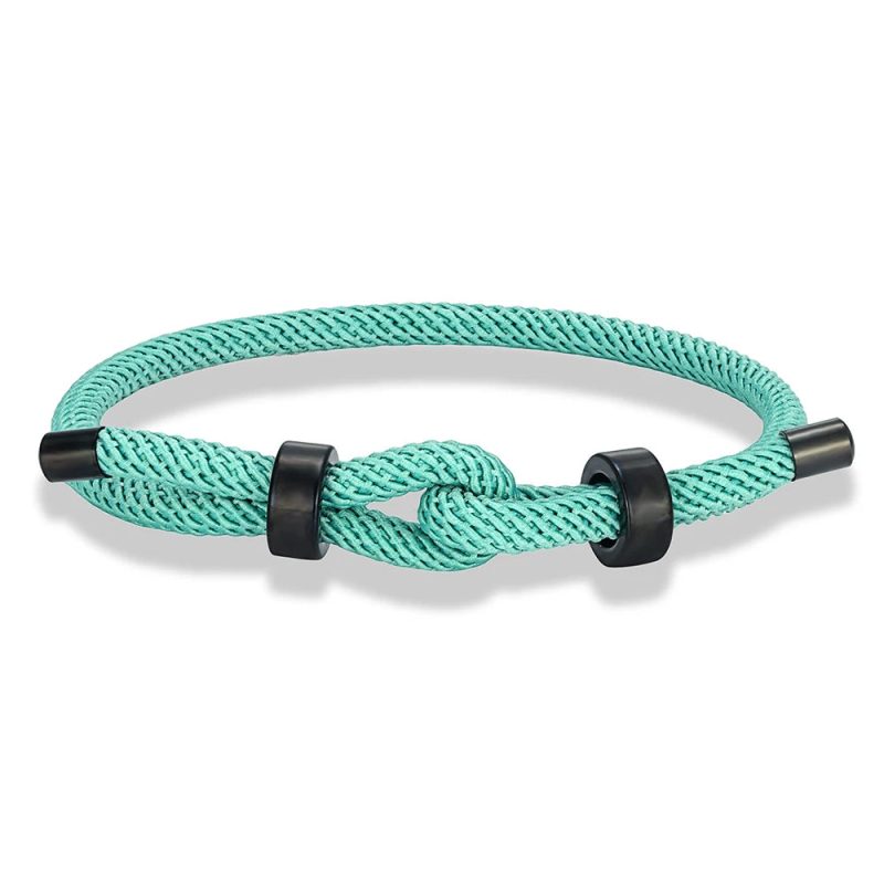 MKENDN Adjustable Knot Rope Bracelet – Black Stainless Steel Charm Bangle for Men - Image 10