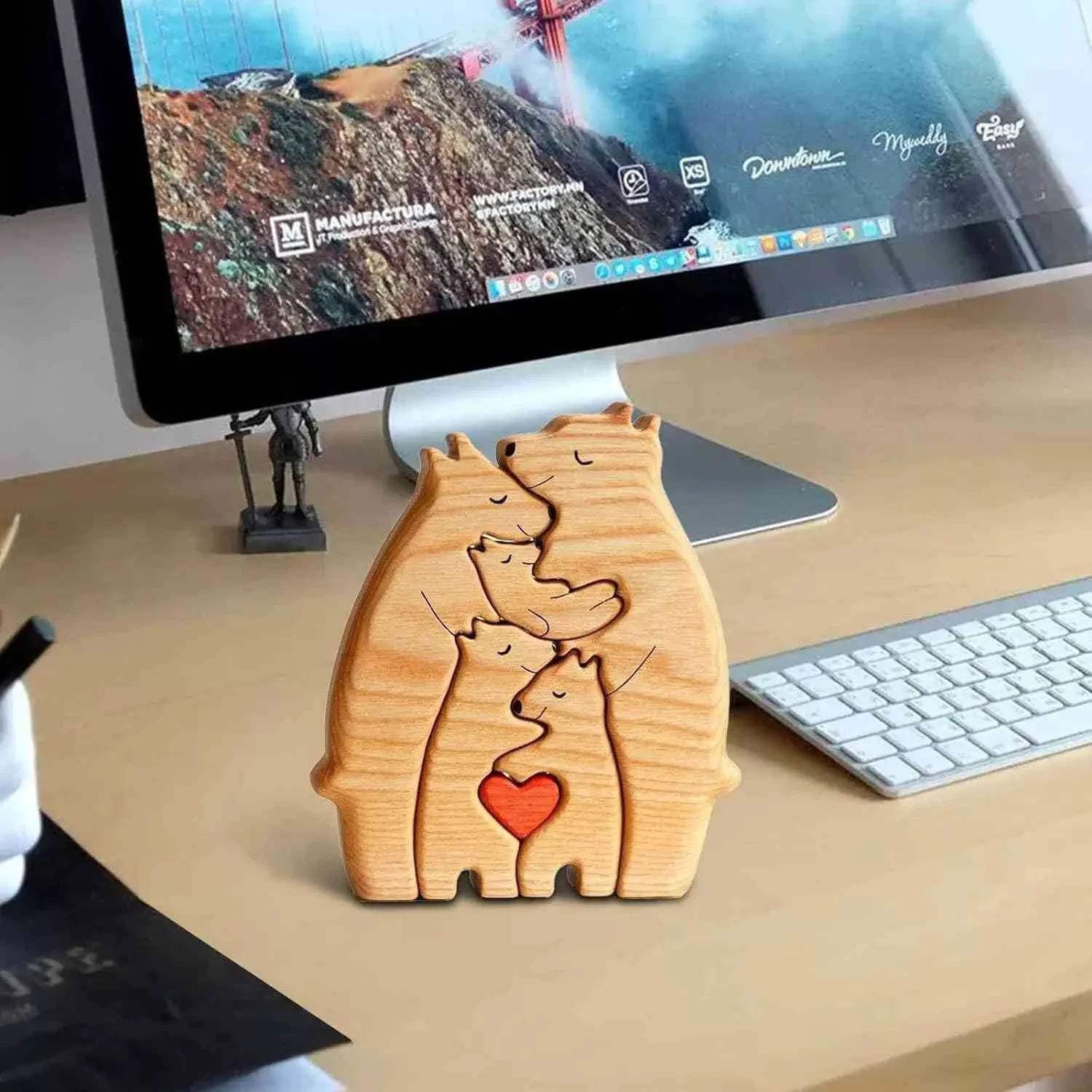 Art Wooden Bear Family Puzzle – Personalized Name Home Decor Gift - Image 3