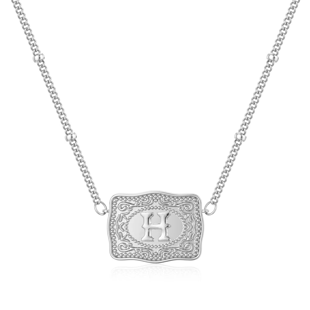 Trendy Initial Letter Pendant Necklace – Personalized Belt Buckle Style Y2K Jewelry for Women - Image 32