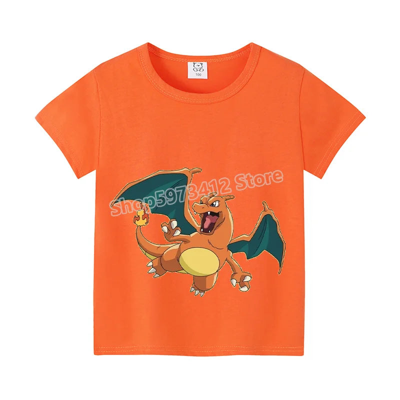 Pikachu Kids T-Shirt – Pokémon Summer Short Sleeve Tee with Lucario & Greninja Design - Image 27