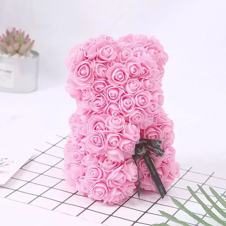 25cm Artificial Teddy Rose Flower Bear with Box – Romantic Valentine’s Day Gift - Image 12