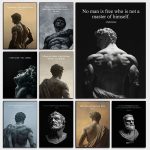 Stoic Wisdom Philosophical Quote Poster – Minimalist Greek Sculpture Canvas Wall Art
