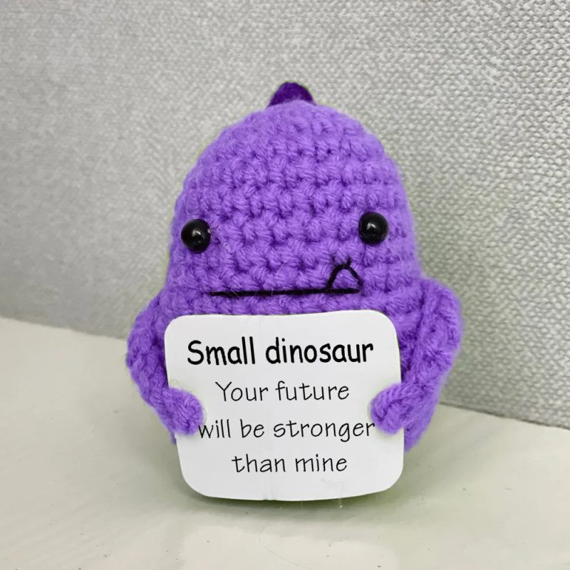 Funny Crochet Positive Energy Shark Doll with Card – Handmade Knitted Flower Bee Ornament - Image 19