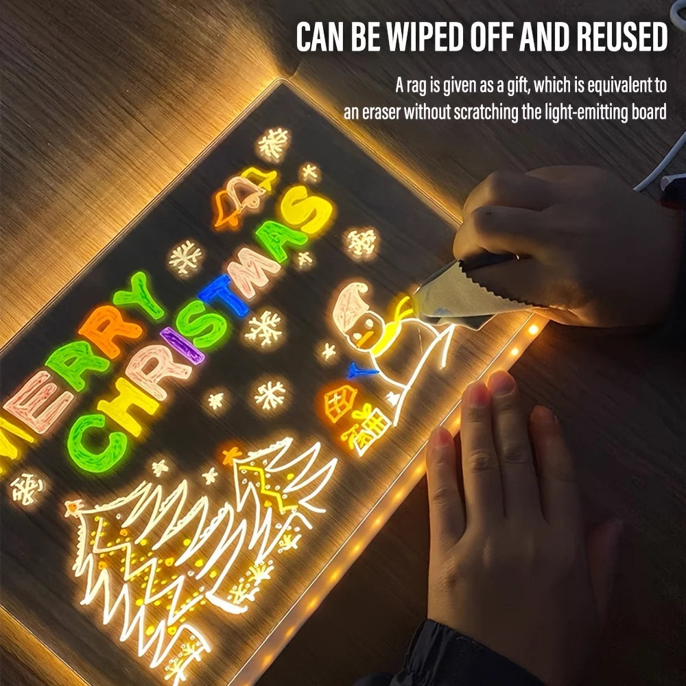 LED Note Board Night Light – DIY Acrylic Message Board with 7 Colorful Pens for Kids - Image 4