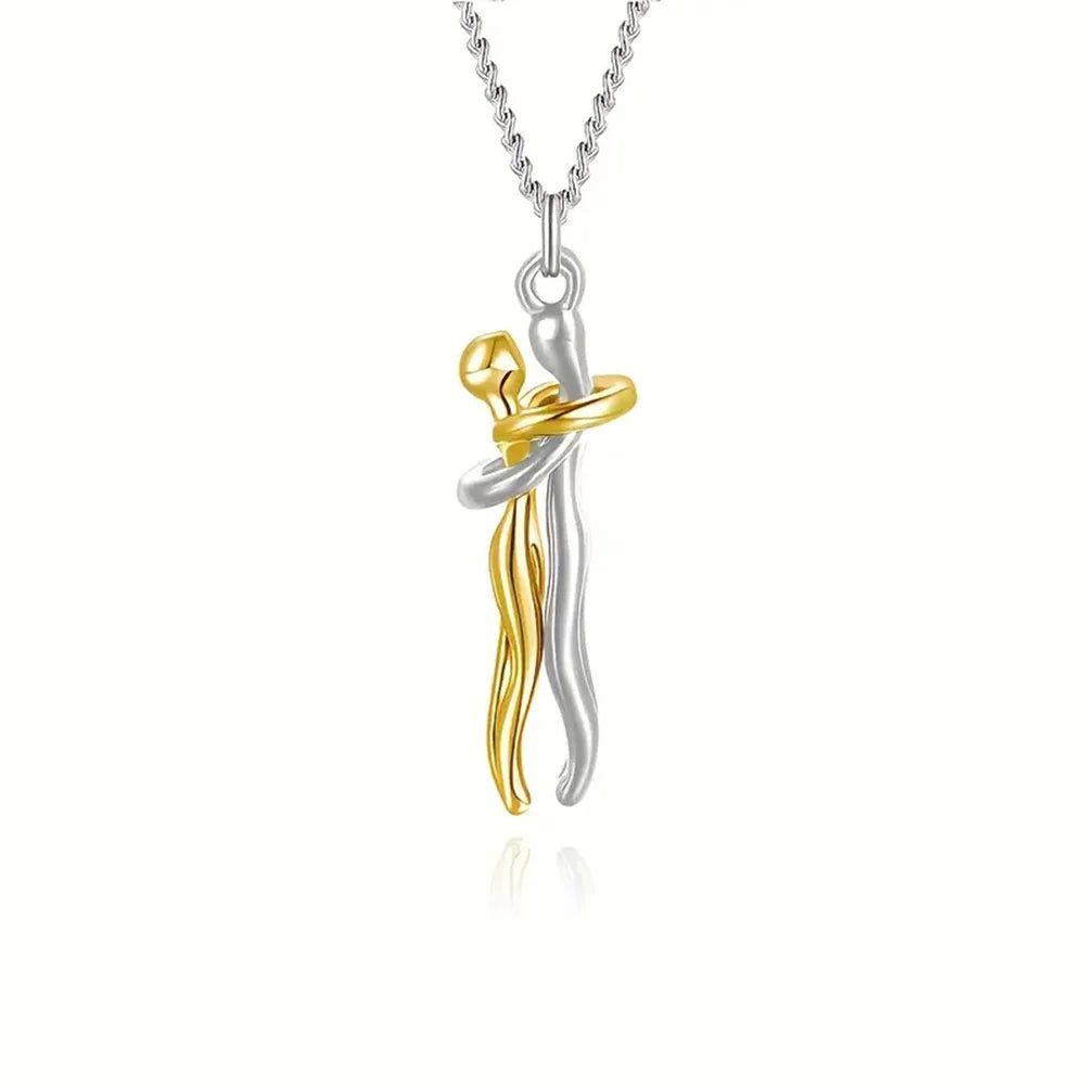 Chic Black Hug Pendant Necklace for Couples - Image 13