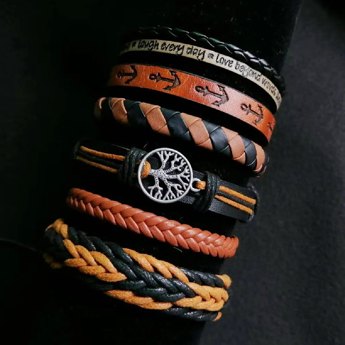 Punk Casual 6-Pc Beaded & Leather Bracelet Set - Image 8